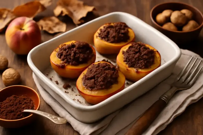 Pesche ripiene con cacao e amaretti: la ricetta dell’autunno che conquista con pochi ingredienti